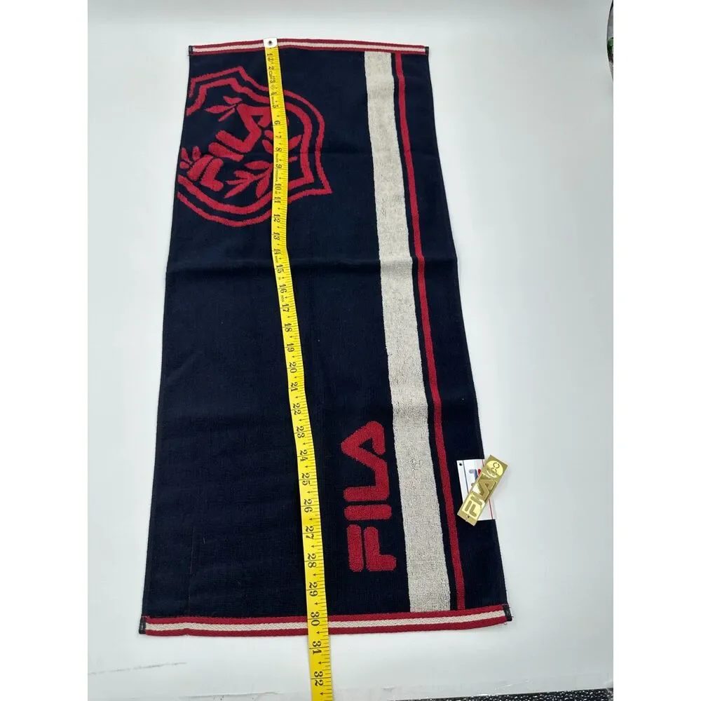 Fila Japan Personal Towel 100% Cotton 30 x 13 Rectangular w/ Stripe NWT